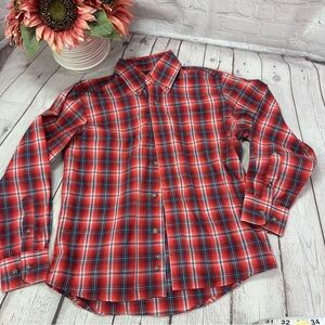 Wrangler riata Red Plaid western Shirt kids M (7/8) cotton blend